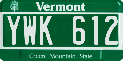 VT license plate YWK612