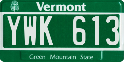 VT license plate YWK613
