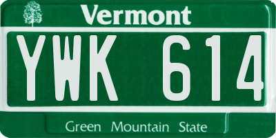 VT license plate YWK614