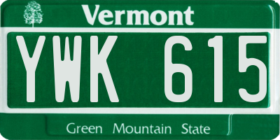 VT license plate YWK615