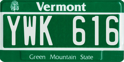 VT license plate YWK616