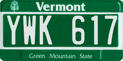 VT license plate YWK617