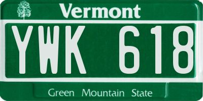 VT license plate YWK618