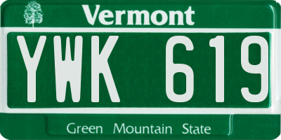VT license plate YWK619