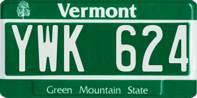 VT license plate YWK624