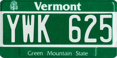 VT license plate YWK625