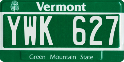 VT license plate YWK627