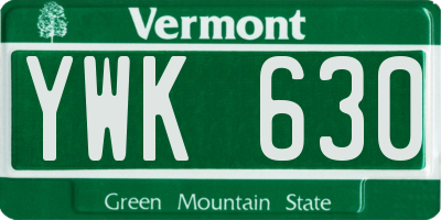 VT license plate YWK630