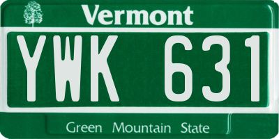 VT license plate YWK631