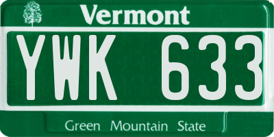 VT license plate YWK633