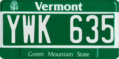 VT license plate YWK635