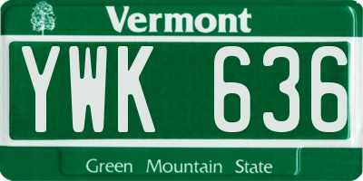 VT license plate YWK636