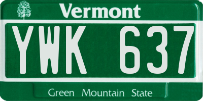 VT license plate YWK637
