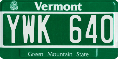 VT license plate YWK640