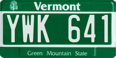 VT license plate YWK641