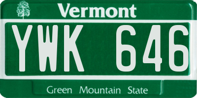 VT license plate YWK646
