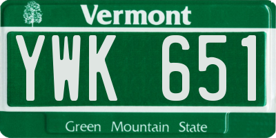 VT license plate YWK651