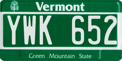 VT license plate YWK652