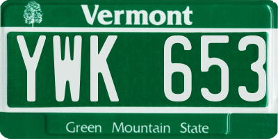 VT license plate YWK653