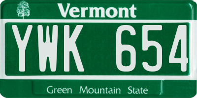 VT license plate YWK654
