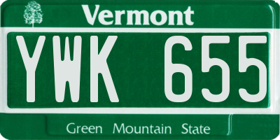 VT license plate YWK655