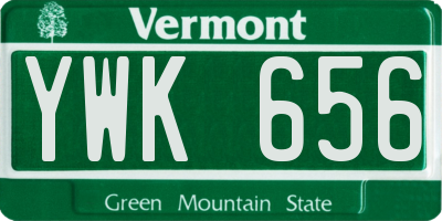 VT license plate YWK656