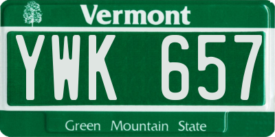 VT license plate YWK657