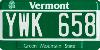 VT license plate YWK658