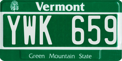 VT license plate YWK659
