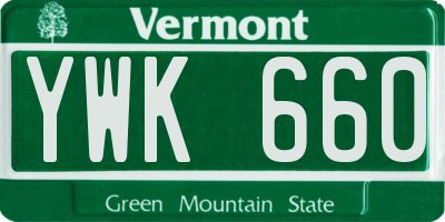 VT license plate YWK660