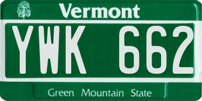VT license plate YWK662