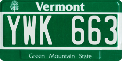 VT license plate YWK663