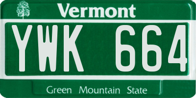 VT license plate YWK664
