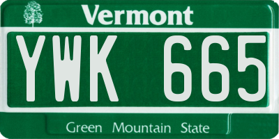 VT license plate YWK665