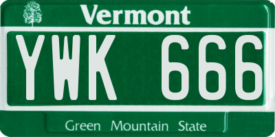 VT license plate YWK666