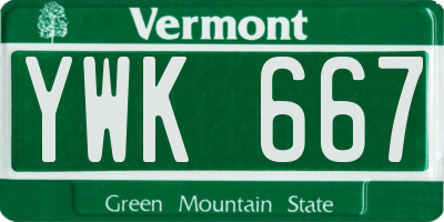 VT license plate YWK667