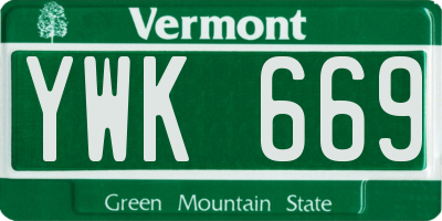 VT license plate YWK669
