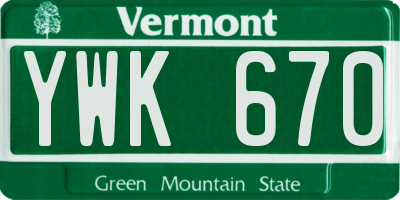 VT license plate YWK670