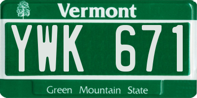 VT license plate YWK671