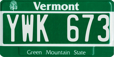 VT license plate YWK673