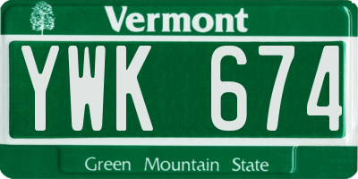 VT license plate YWK674