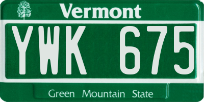 VT license plate YWK675
