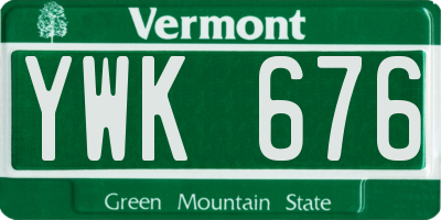 VT license plate YWK676