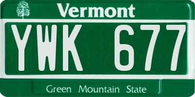 VT license plate YWK677