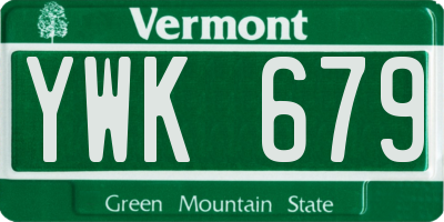 VT license plate YWK679