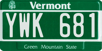 VT license plate YWK681
