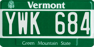 VT license plate YWK684