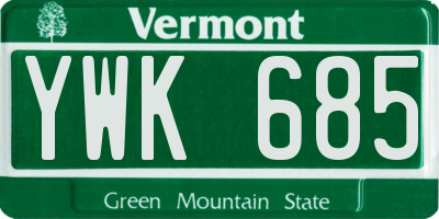 VT license plate YWK685