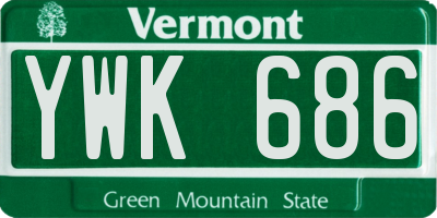VT license plate YWK686