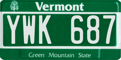 VT license plate YWK687